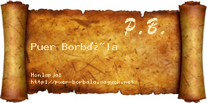 Puer Borbála névjegykártya